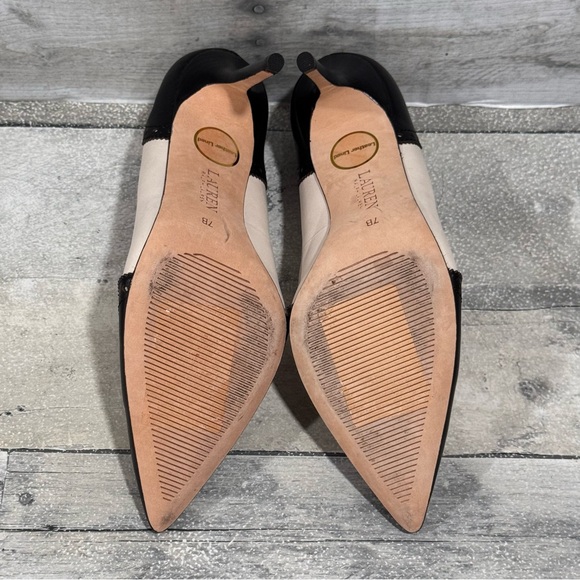 Ralph Lauren Women's Lynden Pointed Nappa & Calfskin Pump - Soft White/Black - 7 - Picture 8 of 9